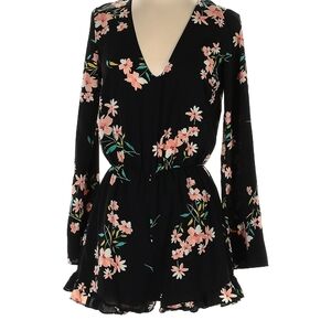 Pins And Needles Floral Black Long Sleeve Romper